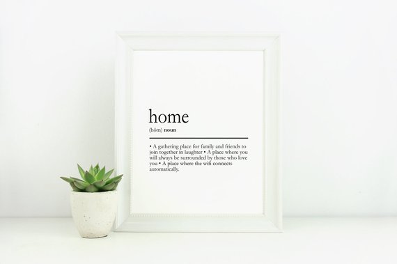 Home definition, Home poster, Home print, Black and White, Minimalist print, Wall Prints, Housewarming Gift, Home decor, art, Actual Item