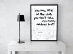 Michael Scott Wayne Gretzky, Quote, Poster, The Office, Print, Funny Art, Cubicle Decor, Motivational Print, Michael Scott Quote