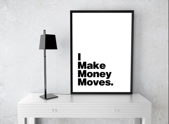 I Make Money Moves, Cardi B Poster, Lyric Print, Rap Quote, Black and White, Hip Hop poster