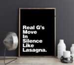 Lil Wayne Poster, Real G's move in silence like lasagna,Lyric Print, Rap Quote, Black and White, Hip Hop poster
