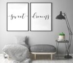 Sweet Dreams Posters, Set of 2 Prints, Minimalist Art, Typography Art, Wall Art, Relaxation Gifts, Home Wall Art