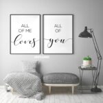 All of me Loves All of you, Set of 2 Prints, Minimalist Art, Typography Art, Wall Art, Multiple Sizes, Home Wall Decor