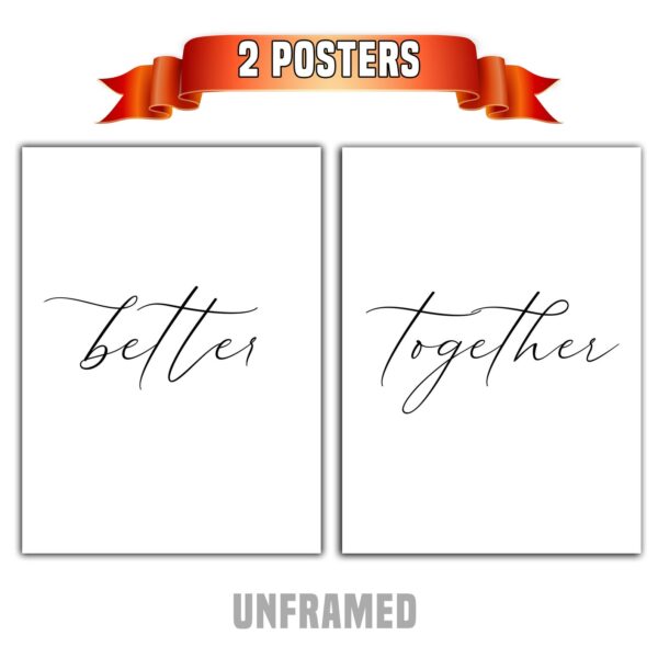 Better Together, Set of 2 Prints, Minimalist Art, Typography Art, Wall Art, Multiple Sizes, Home Wall Art