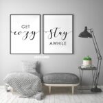 Get Cozy Stay Awhile, Set of 2 Prints, Minimalist Art, Typography Art, Wall Art, Multiple Sizes, Home Wall Art