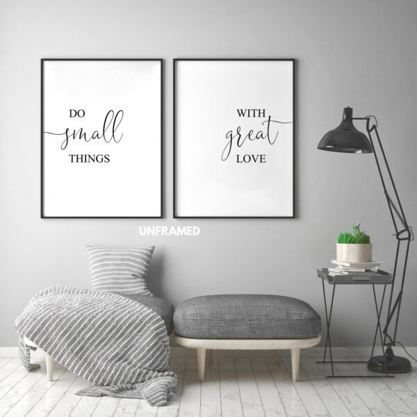 Do Small Things With Great Love, Set of 2 Prints, Minimalist Art, Typography Art, Wall Art, Multiple Sizes, Home Wall Decor