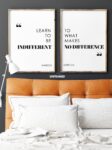 Learn to Be Indifferent to What Makes No Difference, Set of 2 Posters, Minimalist Art, Typography Art, Multiple Sizes, Home Wall Art
