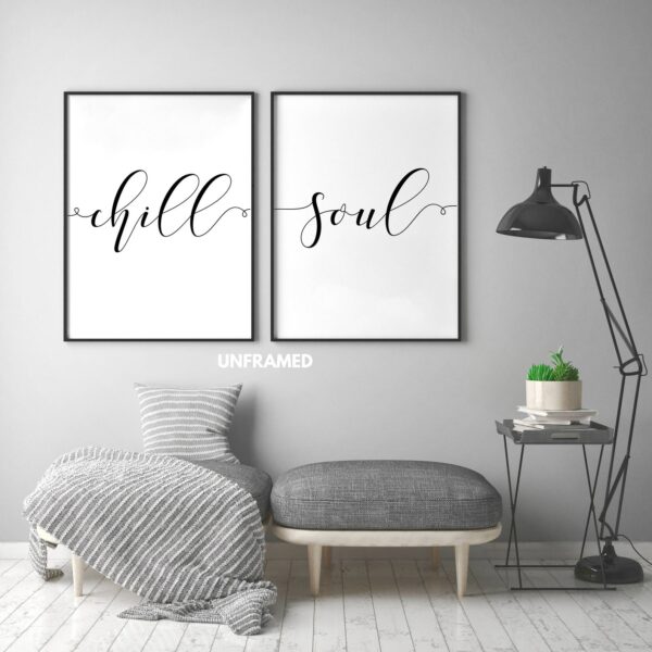 Chill Soul, Set of 2 Posters, Minimalist Art, Typography Art, Wall Art, Multiple Sizes, Home Wall Art
