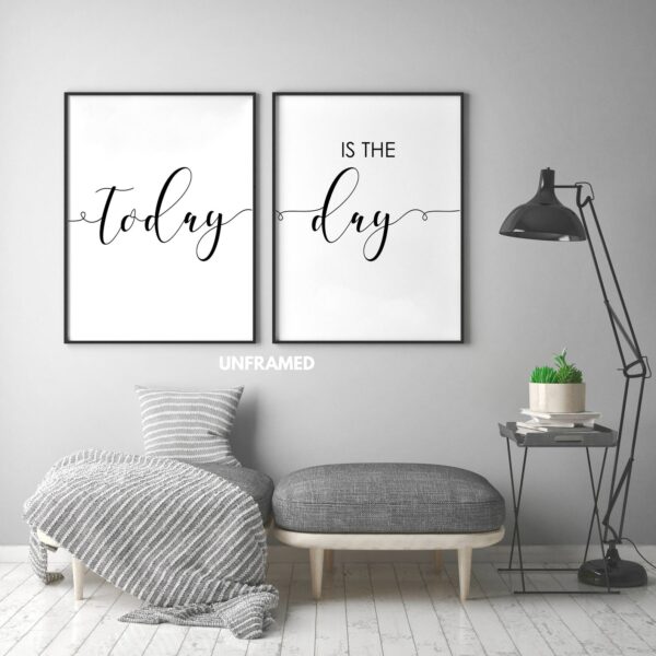 Today Is The Day, Set of 2 Posters, Minimalist Art, Typography Art, Wall Art, Multiple Sizes, Home Wall Art