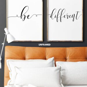 Be Different, Set of 2 Posters, Minimalist Art, Typography Art, Wall Art, Multiple Sizes, Home Wall Art