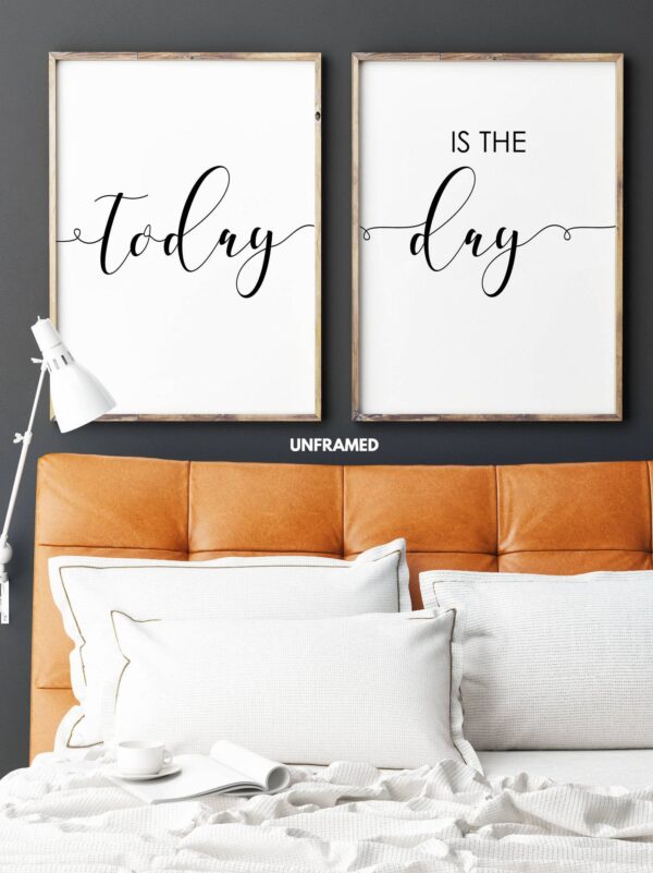 Today Is The Day, Set of 2 Posters, Minimalist Art, Typography Art, Wall Art, Multiple Sizes, Home Wall Art