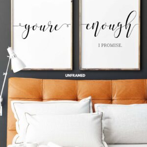 You're Enough I Promise, Set of 2 Prints, Minimalist Art, Typography Art, Wall Art, Multiple Sizes, Home Wall Art