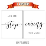 Life Tip: Stop Caring Too Much, Set of 2 Prints, Minimalist Art, Typography Art, Wall Art, Multiple Sizes, Home Wall Art