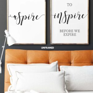 Aspire to Inspire Before We Expire, Set of 2 Prints, Minimalist Art, Typography Art, Wall Art, Multiple Sizes, Home Wall Art