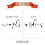 Turn Your Wounds Into Wisdom, Set of 2 Prints, Minimalist Art, Typography Art, Wall Art, Multiple Sizes, Home Wall Art