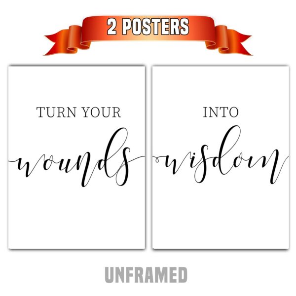 Turn Your Wounds Into Wisdom, Set of 2 Prints, Minimalist Art, Typography Art, Wall Art, Multiple Sizes, Home Wall Art