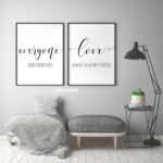 Everyone Deserves Love and Happiness, Set of 2 Prints, Minimalist Art, Typography Art, Wall Art, Multiple Sizes, Home Wall Art