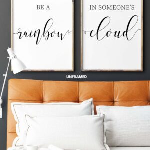 Be A Rainbow In Someone's Cloud, Set of 2 Prints, Minimalist Art, Typography Art, Wall Art, Multiple Sizes, Home Wall Art