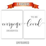 Everyone Deserves To Be Loved, Set of 2 Prints, Minimalist Art, Typography Art, Wall Art, Multiple Sizes, Home Wall Art