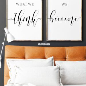 What We Think We Become, Set of 2 Prints, Minimalist Art, Typography Art, Wall Art, Multiple Sizes, Home Wall Art