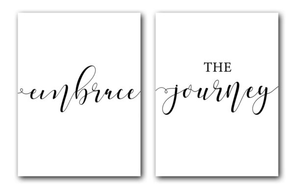 Embrace The Journey Wall Art, Set of 2 Prints, Journey Quotes, Minimalist Art, Typography Wall Art, Multiple Sizes, Home Wall Art Decor