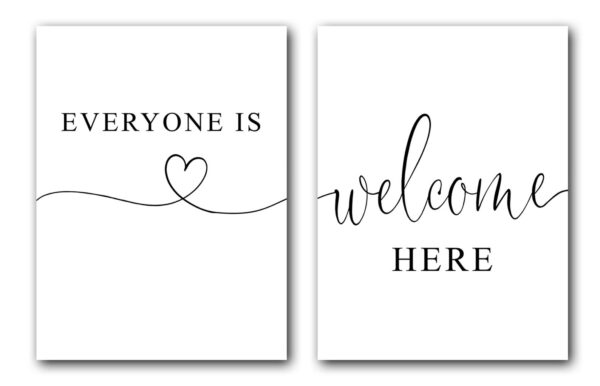 Everyone Is Welcome Here Wall Art, Living Room Decor, Set of 2 Prints, Typography, Minimalist Print, Multiple Sizes, Home Wall Art Decor
