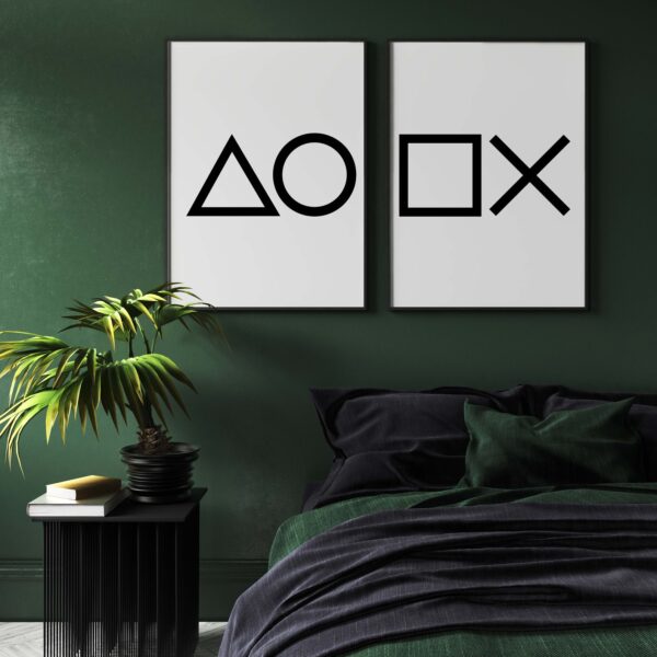 PlayStation Buttons Wall Art, Set of 2 Prints, Game room Minimalist Art, Typography Wall Art, Multiple Sizes, Home Wall Art Decor