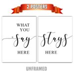 What You Say Here Stays Here Wall Art, Set of 2 Prints, Life Quote Minimalist Art, Typography Wall Art, Multiple Sizes, Home Wall Art Decor