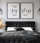 What You Say Here Stays Here Wall Art, Set of 2 Prints, Life Quote Minimalist Art, Typography Wall Art, Multiple Sizes, Home Wall Art Decor