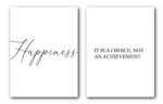 Happiness Poster, Set of 2 Prints, Multiple Sizes, Home Wall Art Decor