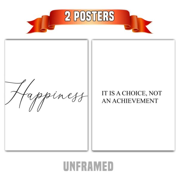 Happiness Poster, Set of 2 Prints, Multiple Sizes, Home Wall Art Decor