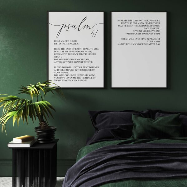 Psalm 61, Hear My Cry O God, Set of 2 Prints, Multiple Sizes, Home Wall Art Decor, Easter Quote