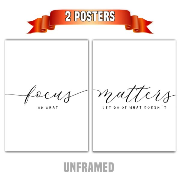 Focus On What Matters, Set of 2 Poster Prints, Multiple Sizes, Home Wall Art Decor
