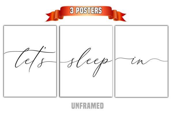 Let's Sleep In, Set of 3 Prints, Minimalist Art, Home Wall Decor, Multiple Sizes