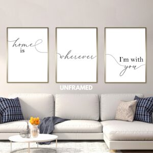 Home is Wherever I'm with You, Set of 3 Prints, Minimalist Art, Home Wall Decor, Multiple Sizes