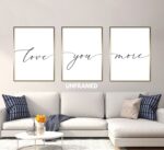 Love You More, Set of 3 Prints, Minimalist Art, Home Wall Decor, Multiple Sizes
