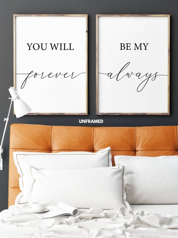 You Will Forever be My Always, Set of 2 Prints, Minimalist Art, Typography Art, Wall Art, Multiple Sizes, Home Wall Art