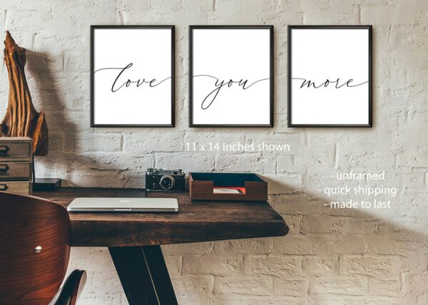 Love You More, Set of 3 Prints, Minimalist Art, Home Wall Decor, Multiple Sizes