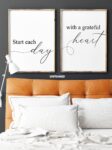 Start Each Day with a Grateful Heart, Set of 2 Prints, Minimalist Art, Typography Art, Wall Art, Multiple Sizes, Home Wall Art