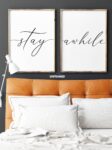 Stay Awhile, Set of 2 Prints, Minimalist Art, Typography Art, Wall Art, Multiple Sizes, Home Wall Art