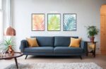Colorful Palm Leaves, Set of 3 Prints, Minimalist Art, Home Wall Decor, Multiple Sizes