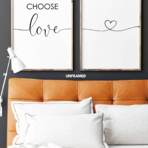 Choose Love, Set of 2 Prints, Minimalist Art, Typography Art, Wall Art, Multiple Sizes, Home Wall Art
