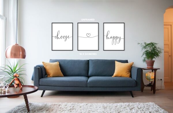 Choose Happy, Set of 3 Prints, Minimalist Art, Home Wall Decor, Multiple Sizes