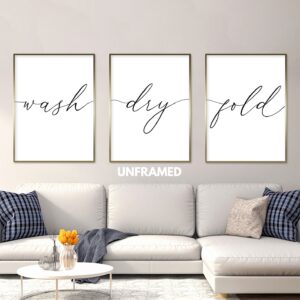 Wash Dry Fold, Set of 3 Prints, Minimalist Art, Home Wall Decor, Multiple Sizes