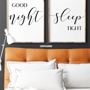 Good Night Sleep Tight, Set of 2 Prints, Minimalist Art, Typography Art, Wall Art, Multiple Sizes, Home Wall Art