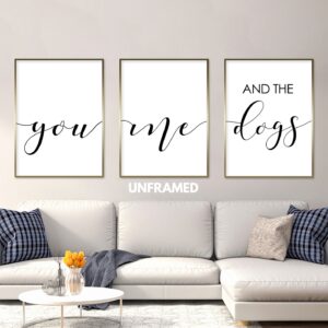 You Me and the Dogs, Set of 3 Prints, Minimalist Art, Home Wall Decor, Multiple Sizes