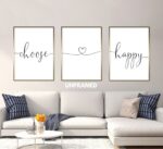 Choose Happy, Set of 3 Prints, Minimalist Art, Home Wall Decor, Multiple Sizes