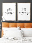 Live by the Sun Love by the Moon, Set of 2 Prints, Minimalist Art, Typography Art, Wall Art, Multiple Sizes, Home Wall Art
