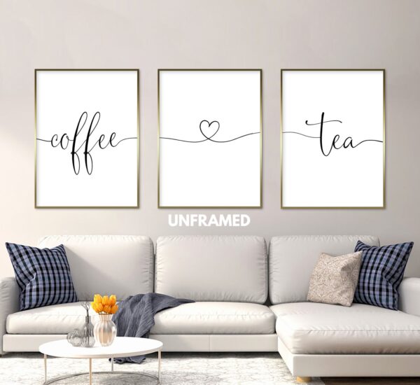 Coffee Tea, Set of 3 Prints, Minimalist Art, Home Wall Decor, Multiple Sizes