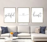 Grateful Heart, Set of 3 Prints, Minimalist Art, Home Wall Decor, Multiple Sizes