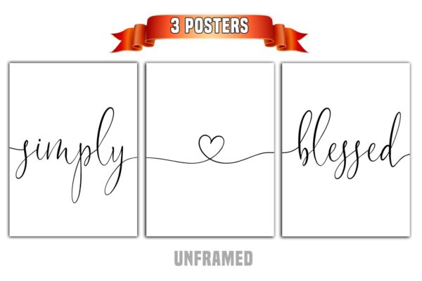 Simply Blessed, Set of 3 Prints, Minimalist Art, Home Wall Decor, Multiple Sizes